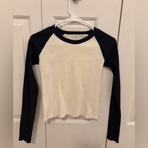 Long Sleeve Raglan Shirt - Cream and Black